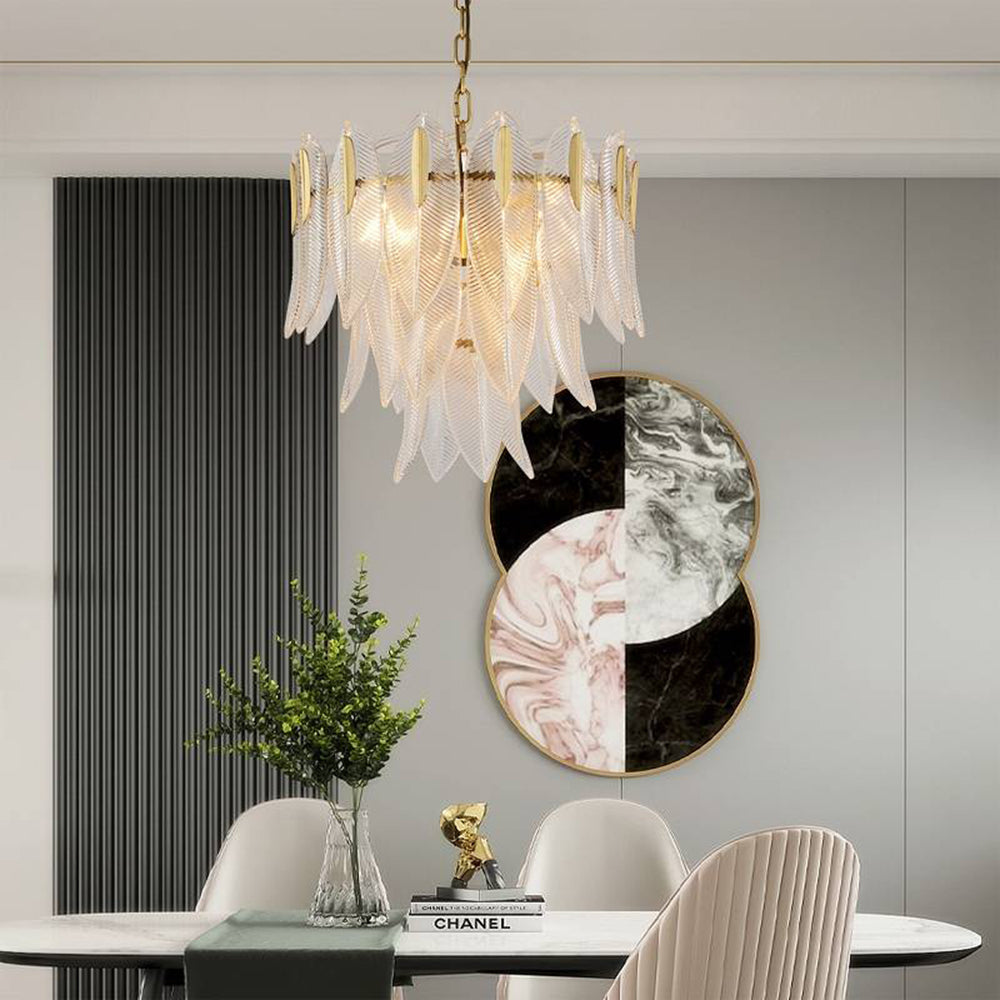Kristy | Modern Gold Feather Chandelier with Adjustable Chain | Elegant Lighting for Bedrooms and Living Rooms 7