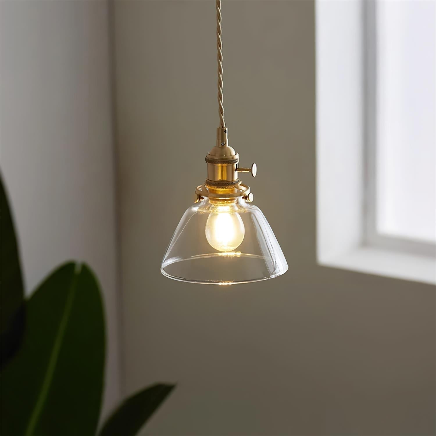 Luminous Collection | Glass Pendant Light with Adjustable Height | Elegant Brass Finish for Modern Kitchen Decor 2