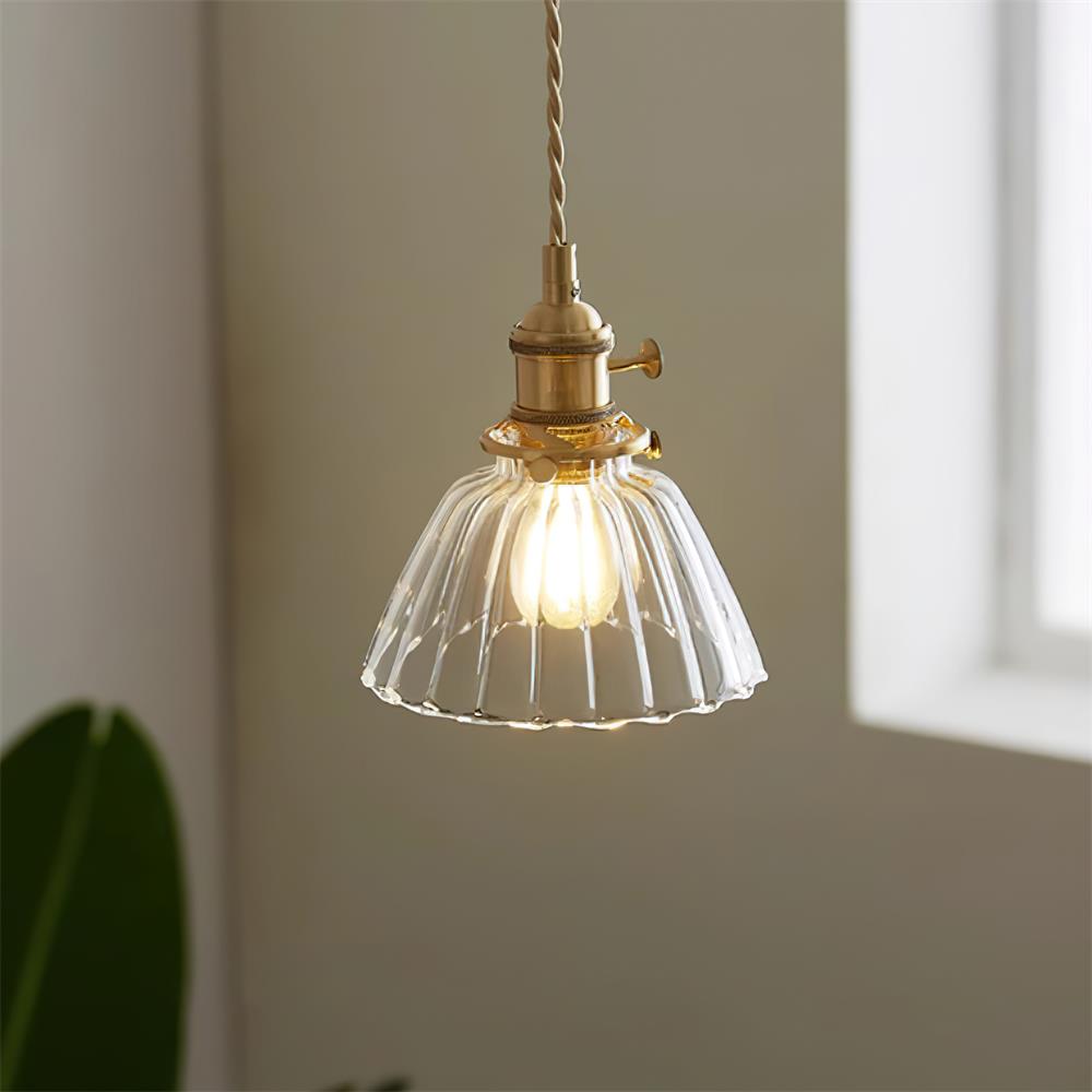 Luminous Collection | Glass Pendant Light with Adjustable Height | Elegant Brass Finish for Modern Kitchen Decor 8