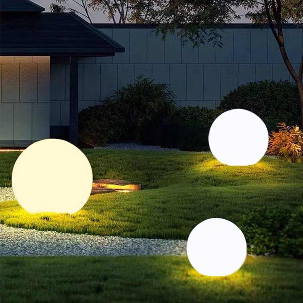 Minimalist Globe Outdoor Light with Dimmable Functionality | Durable Resin Design for Elegant Garden Illumination 0