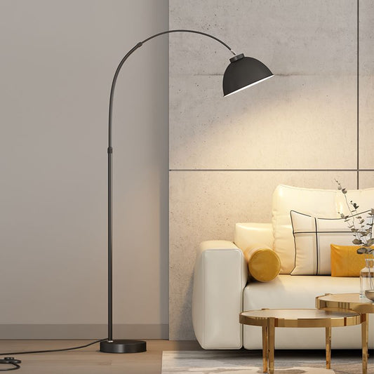 Modern Arc Floor Lamp with Curved Metal Shade | Stylish Black Standing Lamp for Elegant Home Decor 0