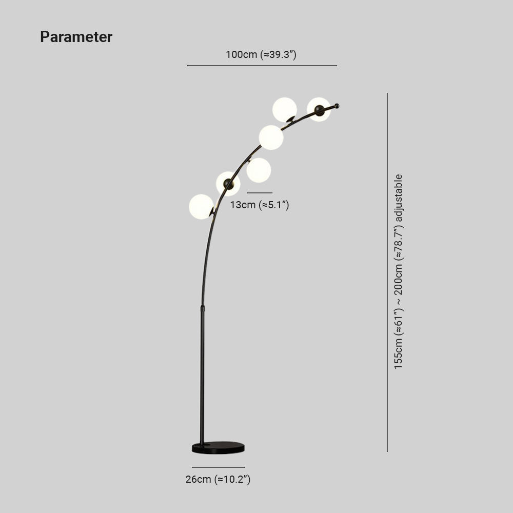 Modern Arc Floor Lamp with Multi-Head Design in Black & Gold | Stylish Lighting for Living Spaces 3