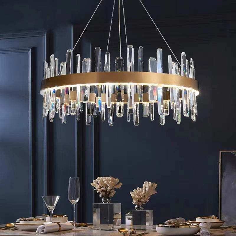 Modern Crystal Chandelier Light with Adjustable Height & LED Strip | Elegant Lighting for Dining Room and Bedroom 2