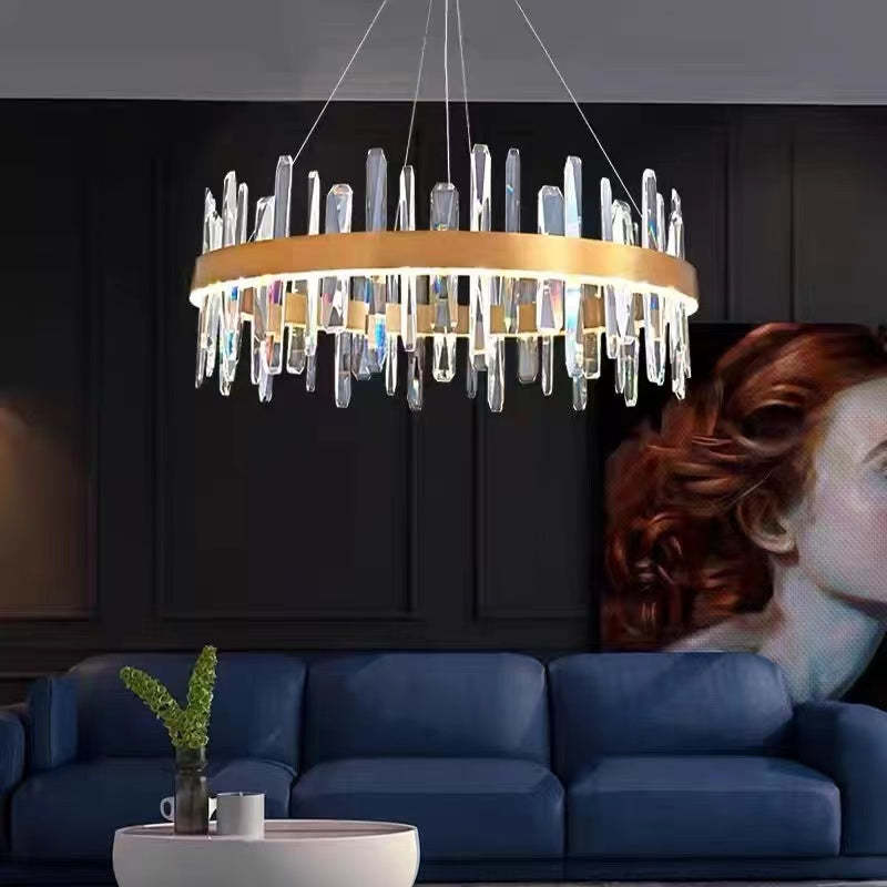 Modern Crystal Chandelier Light with Adjustable Height & LED Strip | Elegant Lighting for Dining Room and Bedroom 3