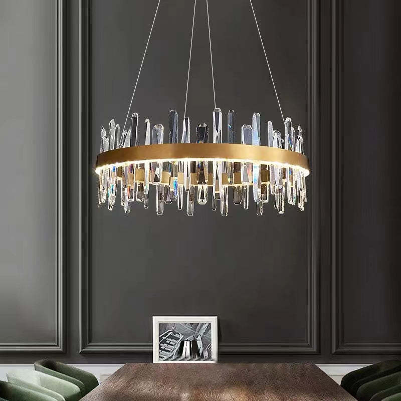 Modern Crystal Chandelier Light with Adjustable Height & LED Strip | Elegant Lighting for Dining Room and Bedroom 4