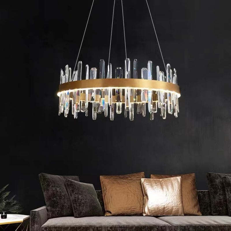 Modern Crystal Chandelier Light with Adjustable Height & LED Strip | Elegant Lighting for Dining Room and Bedroom 5