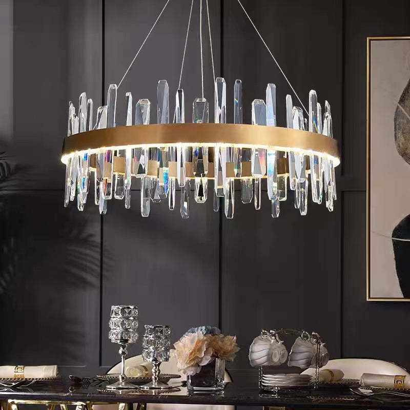 Modern Crystal Chandelier Light with Adjustable Height & LED Strip | Elegant Lighting for Dining Room and Bedroom 6