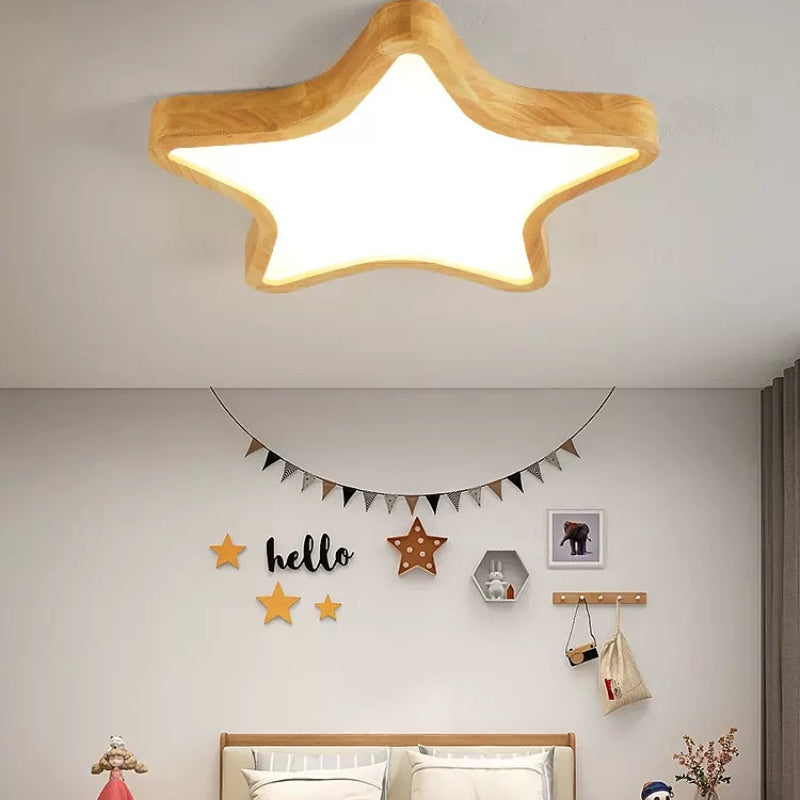 Modern Flush Mount Ceiling Light Fixture with Dimmable Feature | Stylish Wood Design for Elegant Living Spaces 0