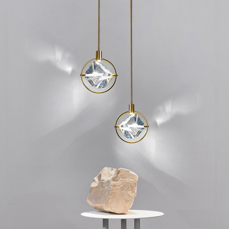 Modern Luxury Pendant Light with Geometric Design & Crystal Accents | Elegant Glass Pendant Lighting for Stylish Living Spaces 0