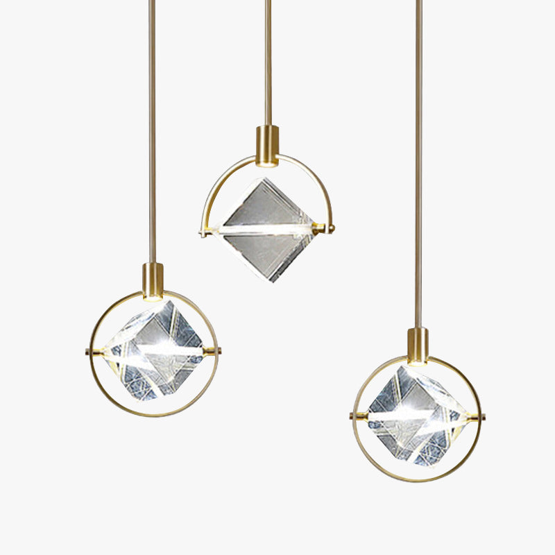 Modern Luxury Pendant Light with Geometric Design & Crystal Accents | Elegant Glass Pendant Lighting for Stylish Living Spaces 1