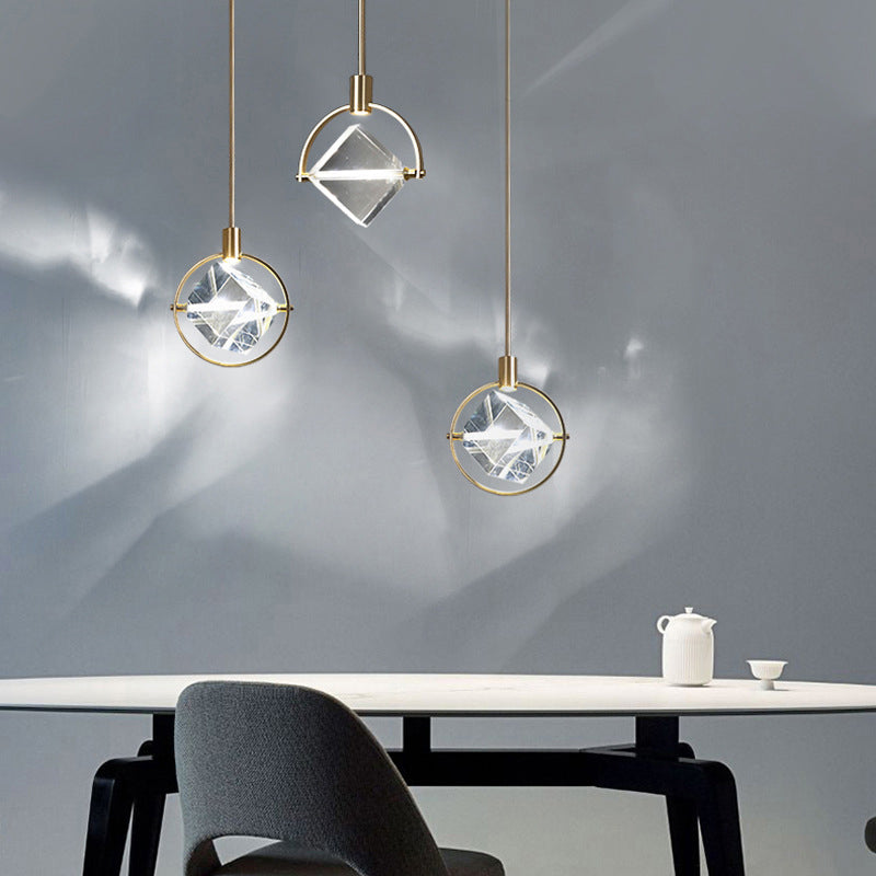 Modern Luxury Pendant Light with Geometric Design & Crystal Accents | Elegant Glass Pendant Lighting for Stylish Living Spaces 2