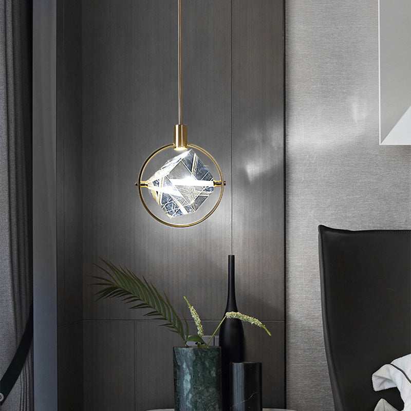 Modern Luxury Pendant Light with Geometric Design & Crystal Accents | Elegant Glass Pendant Lighting for Stylish Living Spaces 3