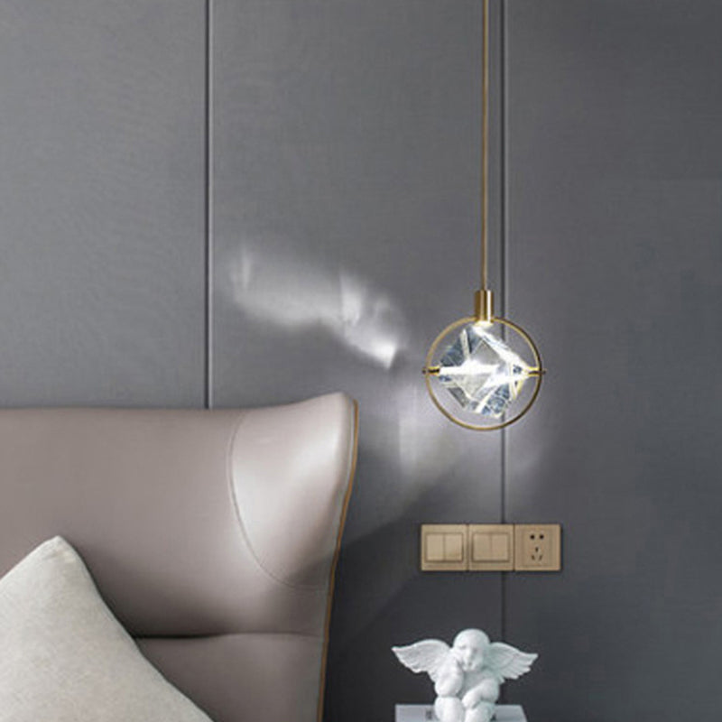 Modern Luxury Pendant Light with Geometric Design & Crystal Accents | Elegant Glass Pendant Lighting for Stylish Living Spaces 7