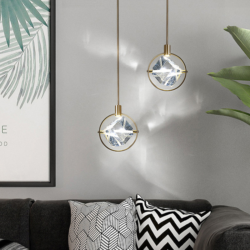 Modern Luxury Pendant Light with Geometric Design & Crystal Accents | Elegant Glass Pendant Lighting for Stylish Living Spaces 8
