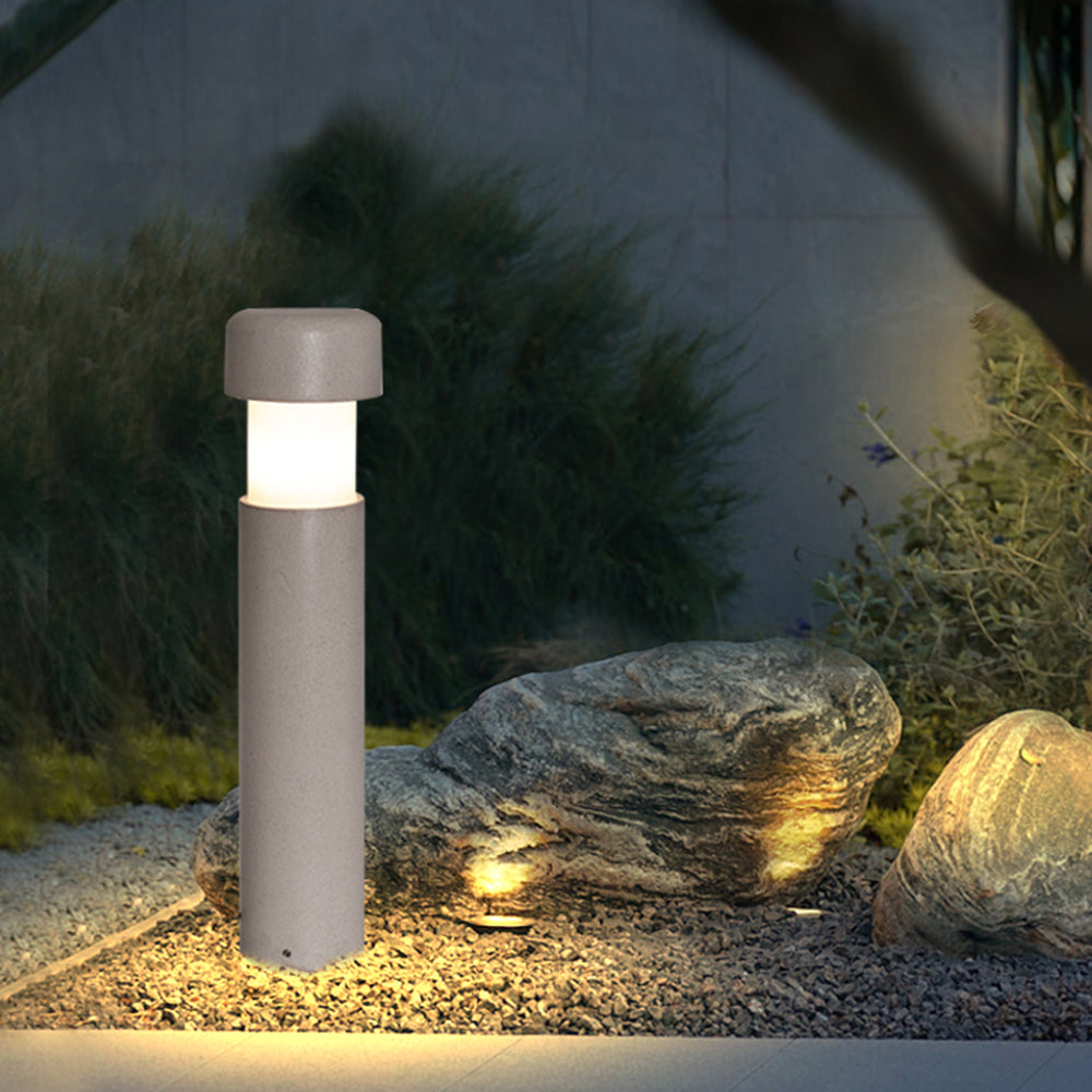 Modern Outdoor Path Light | Cylindrical Design with Weather Resistance | Stylish Grey Fixture for Garden Illumination 0