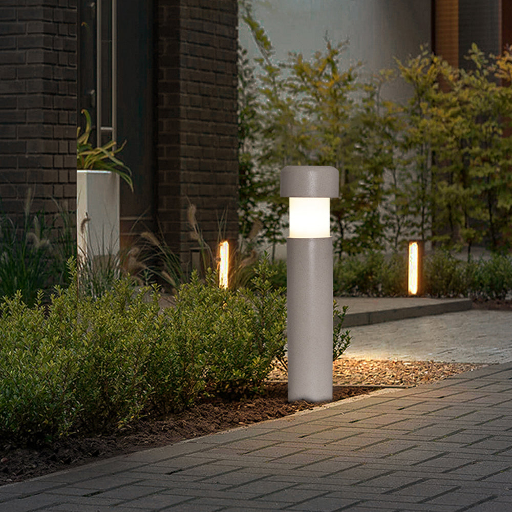 Modern Outdoor Path Light | Cylindrical Design with Weather Resistance | Stylish Grey Fixture for Garden Illumination 3