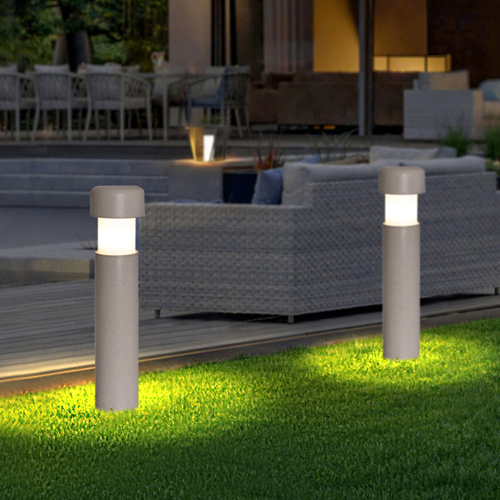 Modern Outdoor Path Light | Cylindrical Design with Weather Resistance | Stylish Grey Fixture for Garden Illumination 4