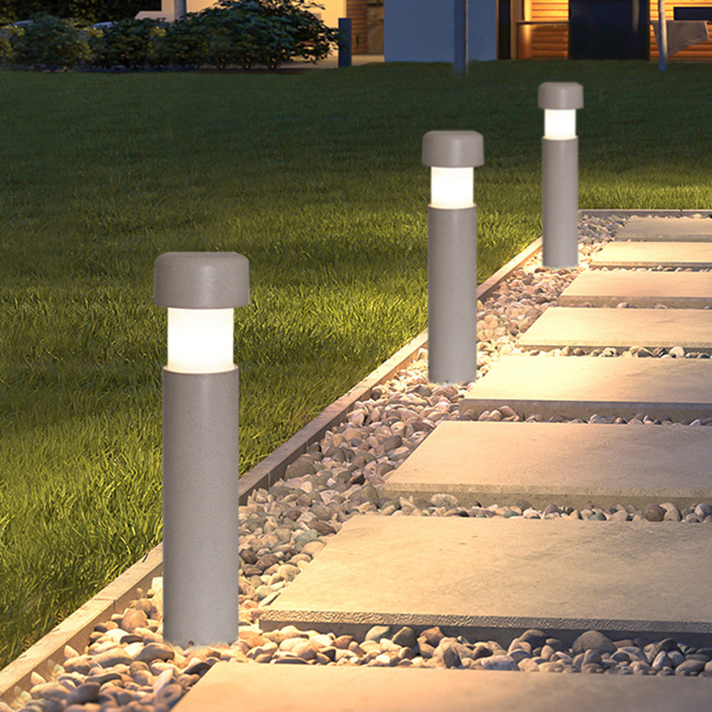 Modern Outdoor Path Light | Cylindrical Design with Weather Resistance | Stylish Grey Fixture for Garden Illumination 5