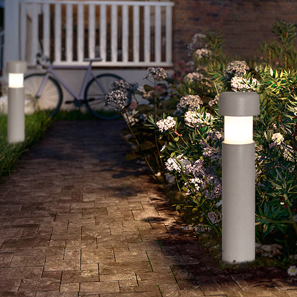 Modern Outdoor Path Light | Cylindrical Design with Weather Resistance | Stylish Grey Fixture for Garden Illumination 6