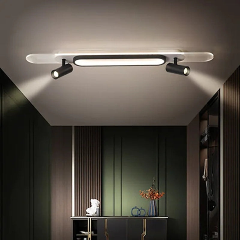Modern Rectangular LED Ceiling Light Fixture with Adjustable Double Heads | Stylish Design for Elegant Interiors 0