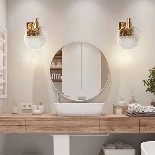 Modern Round Crystal Wall Lamp | Elegant Gold Finish with Stylish Design | Perfect Bathroom and Bedroom Wall Lights 0