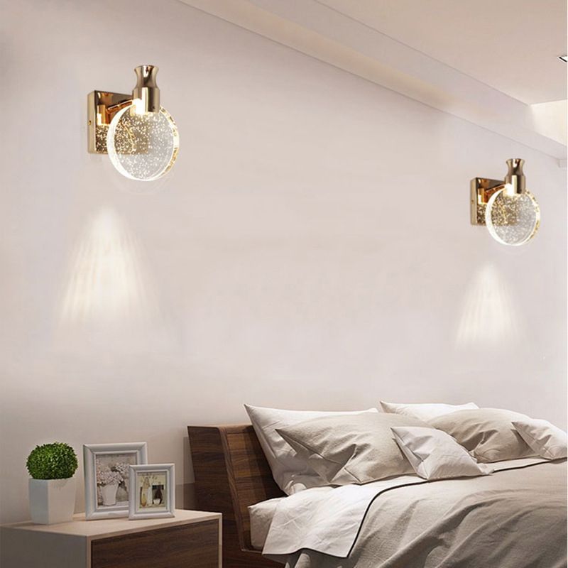 Modern Round Crystal Wall Lamp | Elegant Gold Finish with Stylish Design | Perfect Bathroom and Bedroom Wall Lights 2