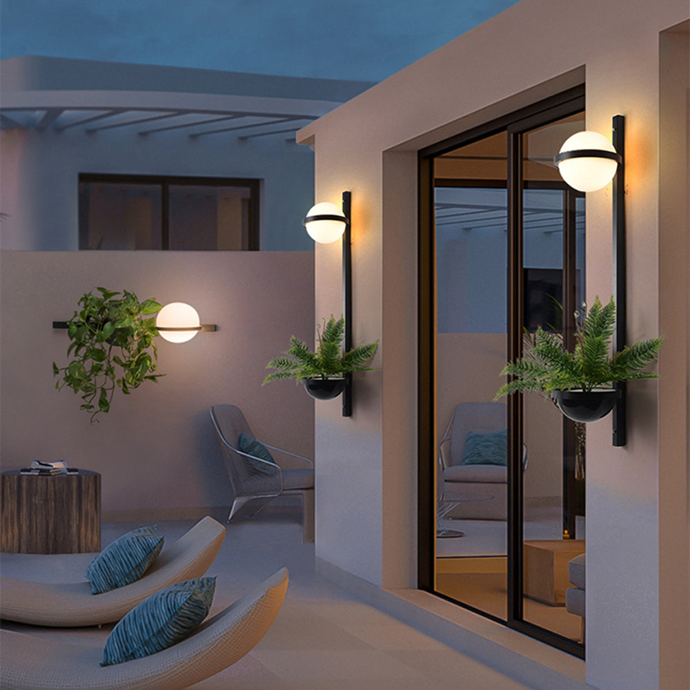 Modern Solar Outdoor Wall Lamp with Plant Pot | Weather-Resistant Design for Garden Ambiance 7