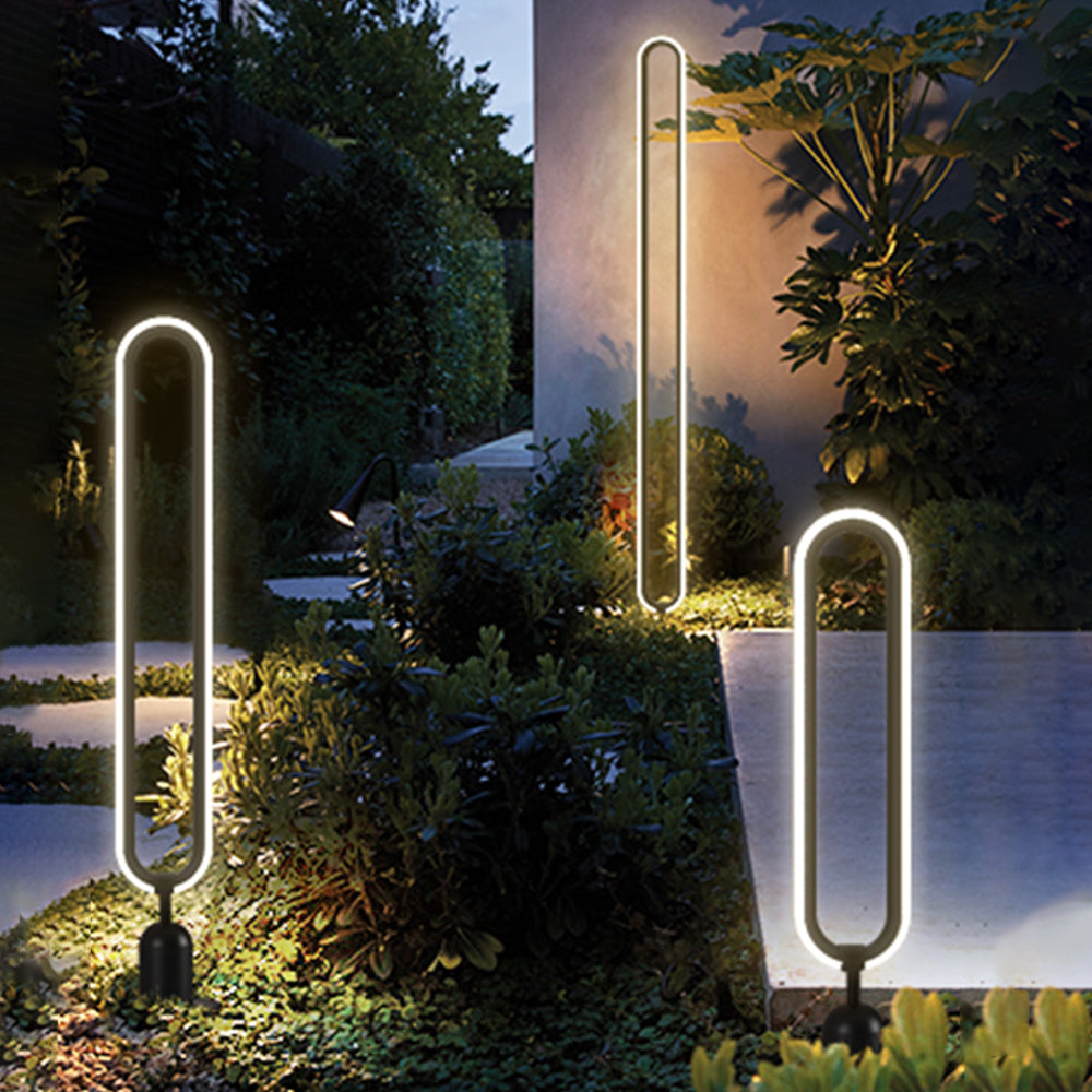 Modern Solar Pathway Lights | Unique Elliptical Design with Captivating Lighting Effects | Elegant Garden Decor for Outdoor Ambiance 0