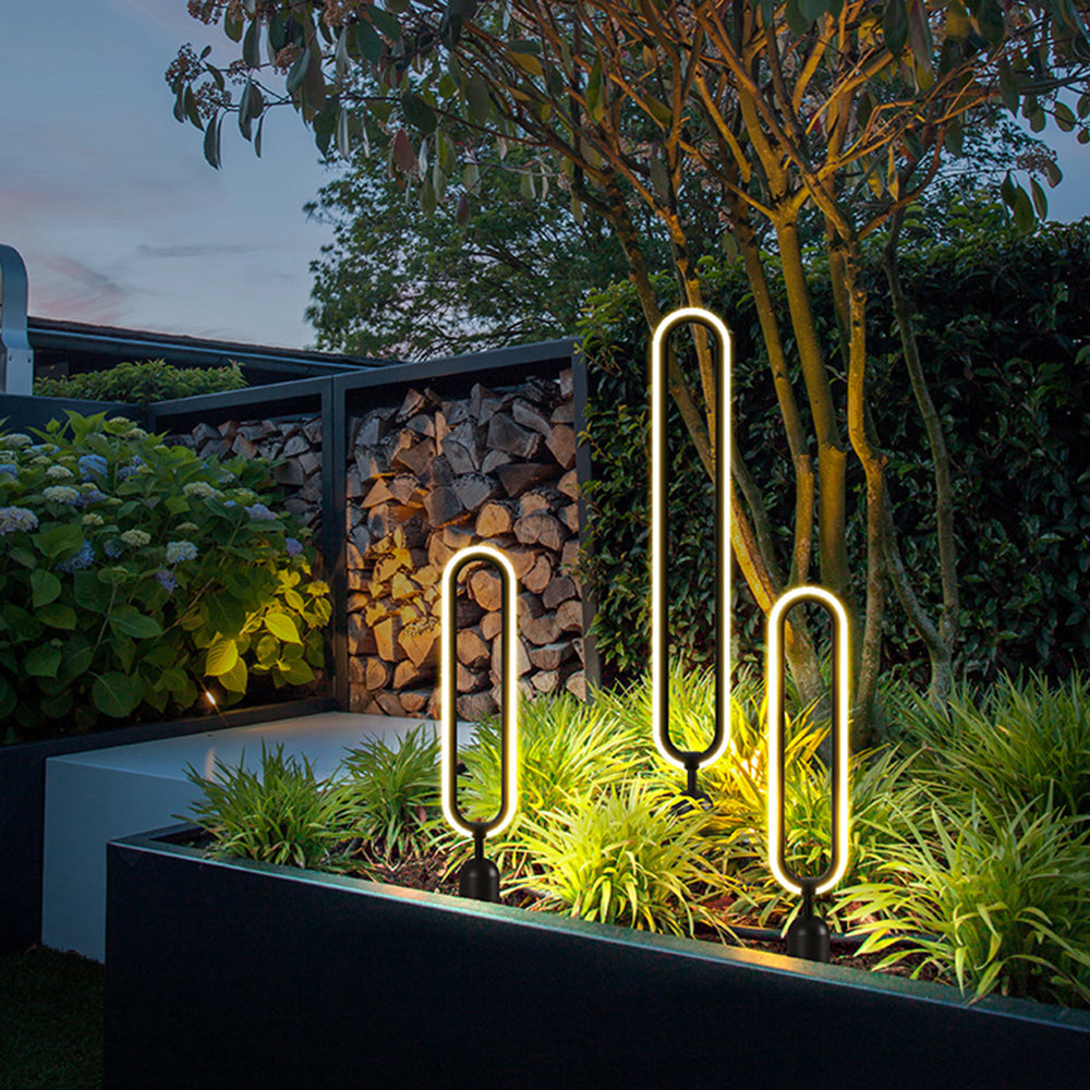 Modern Solar Pathway Lights | Unique Elliptical Design with Captivating Lighting Effects | Elegant Garden Decor for Outdoor Ambiance 2