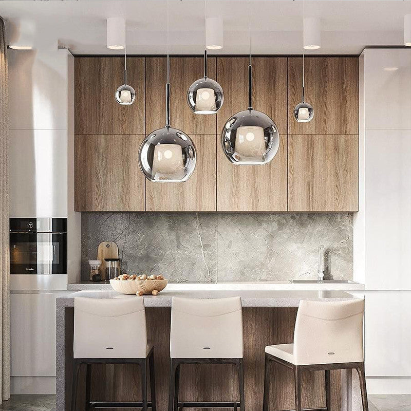Modern Sphere | Glass Pendant Light with Adjustable Height | Stylish Lighting for Dining and Living Spaces 3