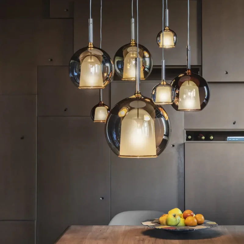 Modern Sphere | Glass Pendant Light with Adjustable Height | Stylish Lighting for Dining and Living Spaces 6