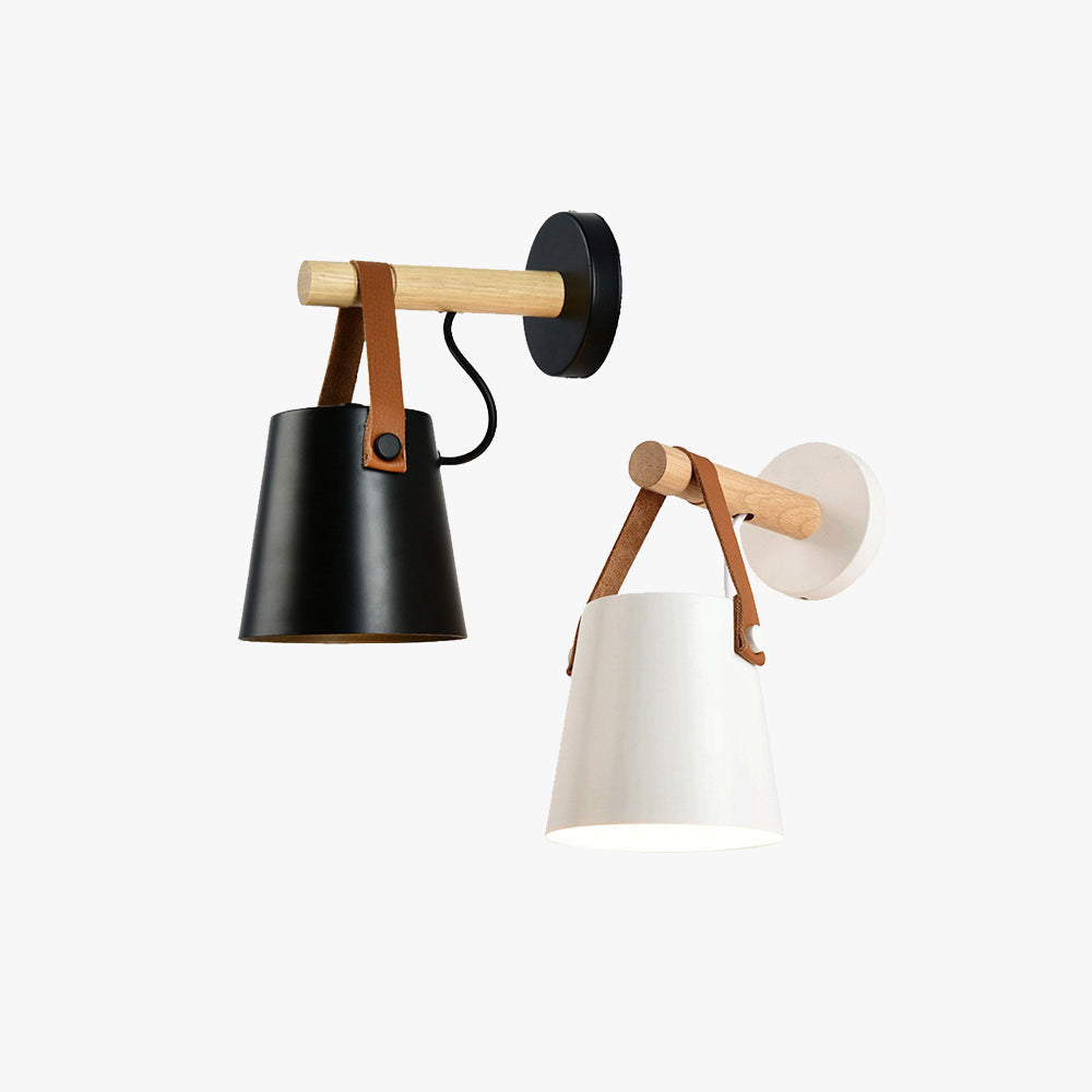 Modern Wall Lamp with Conical Design & Wood Accents | Stylish Wall Sconce Lighting for Elegant Indoor Spaces 1