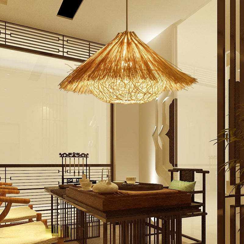 Muto | Hand-Woven Rattan Pendant Light with LED Bulb | Elegant Natural Design for Living Spaces 0