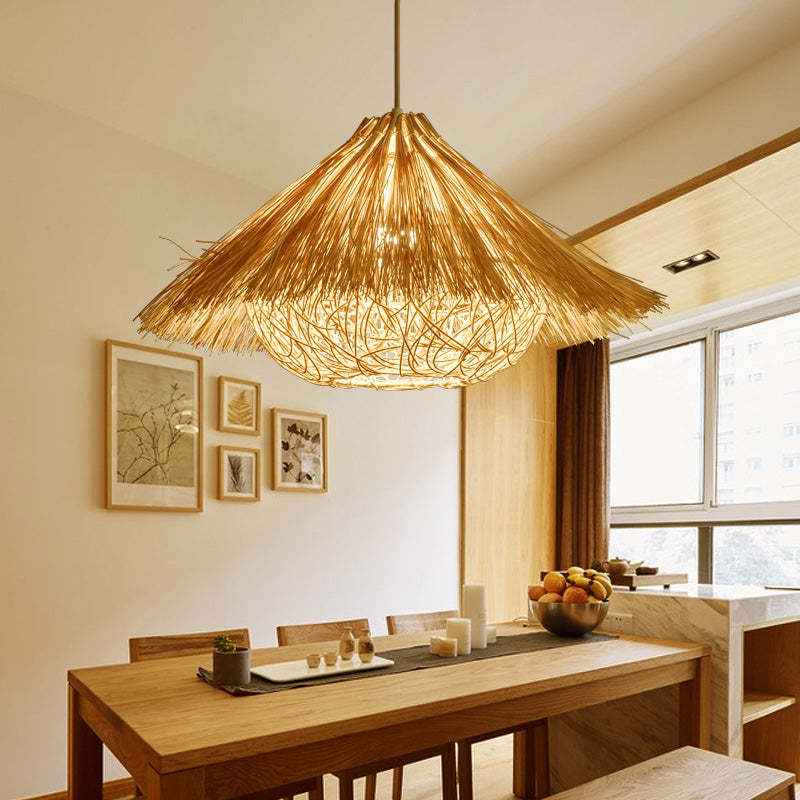 Muto | Hand-Woven Rattan Pendant Light with LED Bulb | Elegant Natural Design for Living Spaces 2