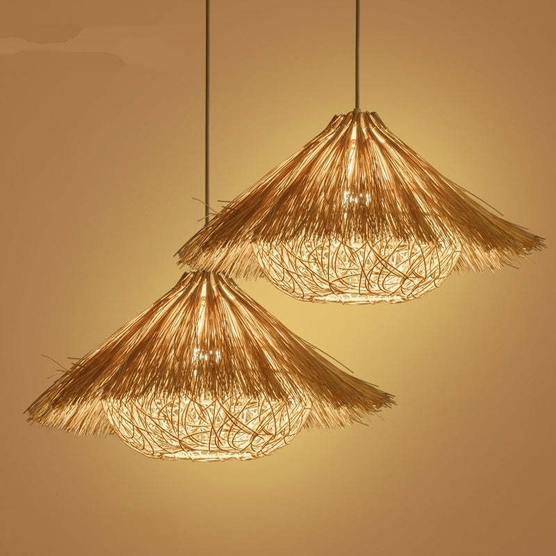 Muto | Hand-Woven Rattan Pendant Light with LED Bulb | Elegant Natural Design for Living Spaces 4
