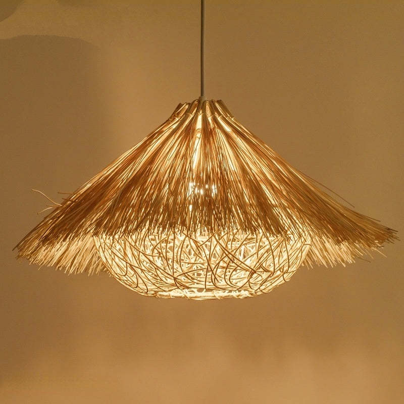 Muto | Hand-Woven Rattan Pendant Light with LED Bulb | Elegant Natural Design for Living Spaces 5