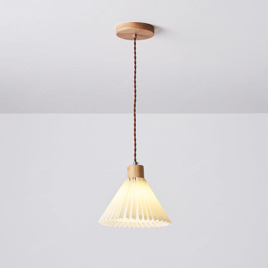 Muto | Pendant Light with Umbrella Shape Design in Wood & PVC | Stylish Lighting for Dining and Living Spaces 0