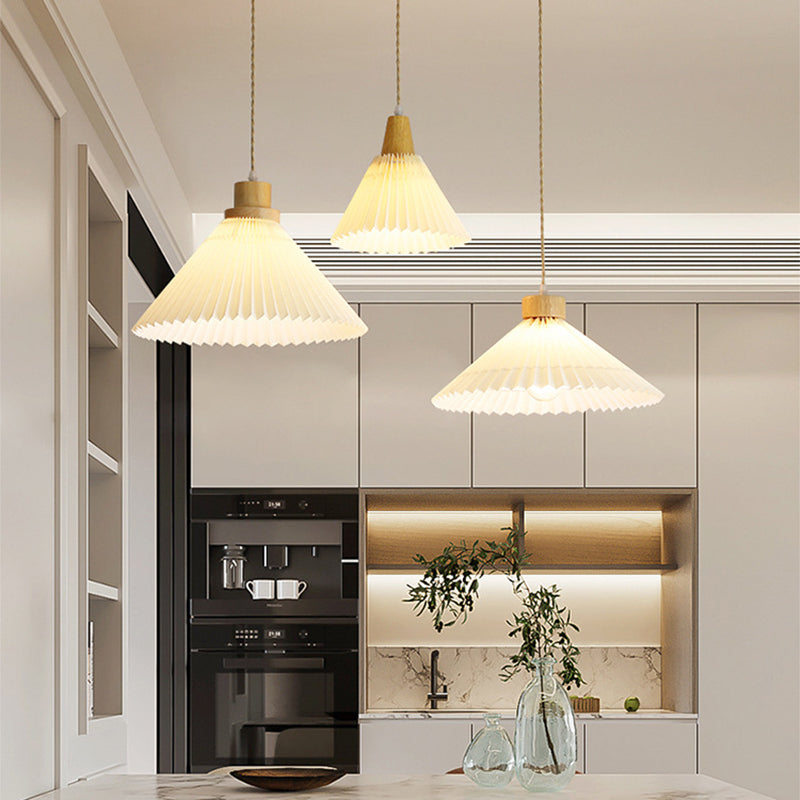 Muto | Pendant Light with Umbrella Shape Design in Wood & PVC | Stylish Lighting for Dining and Living Spaces 2