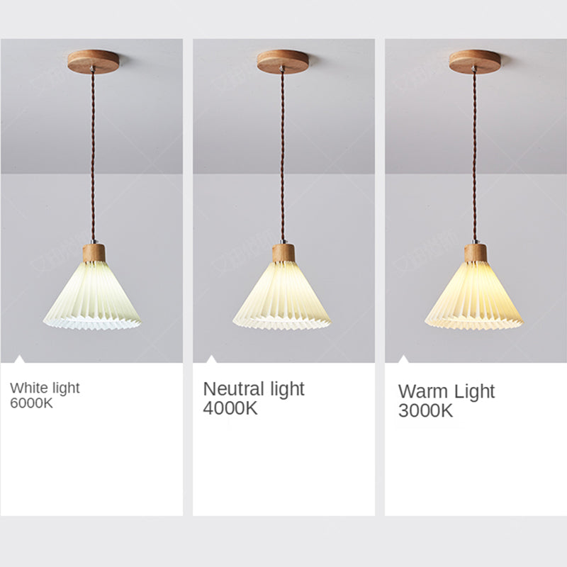 Muto | Pendant Light with Umbrella Shape Design in Wood & PVC | Stylish Lighting for Dining and Living Spaces 3