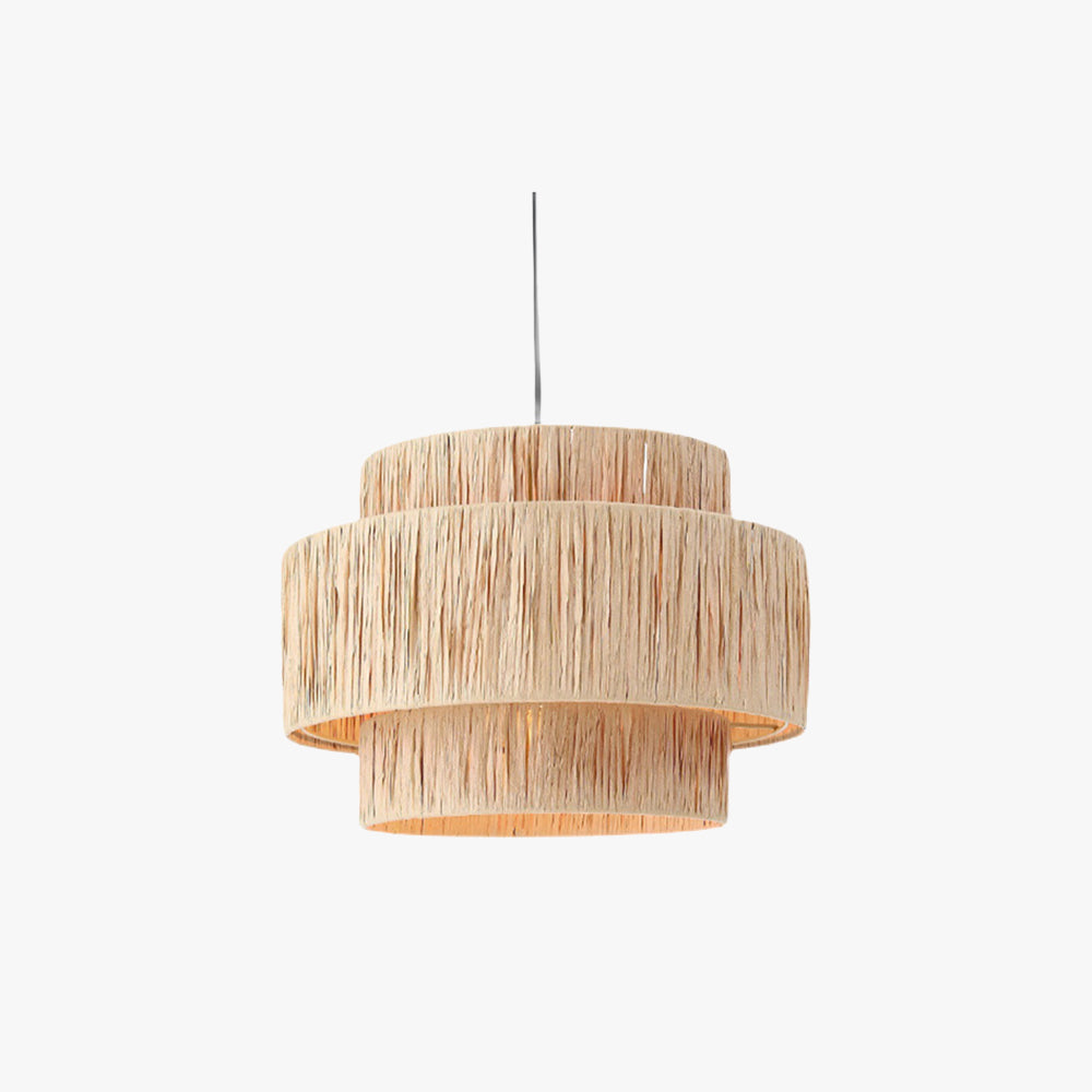 Muto | Rustic Boho Rattan Pendant Light with Unique Double Drum Design | Warm Glow for Cozy Interiors 1