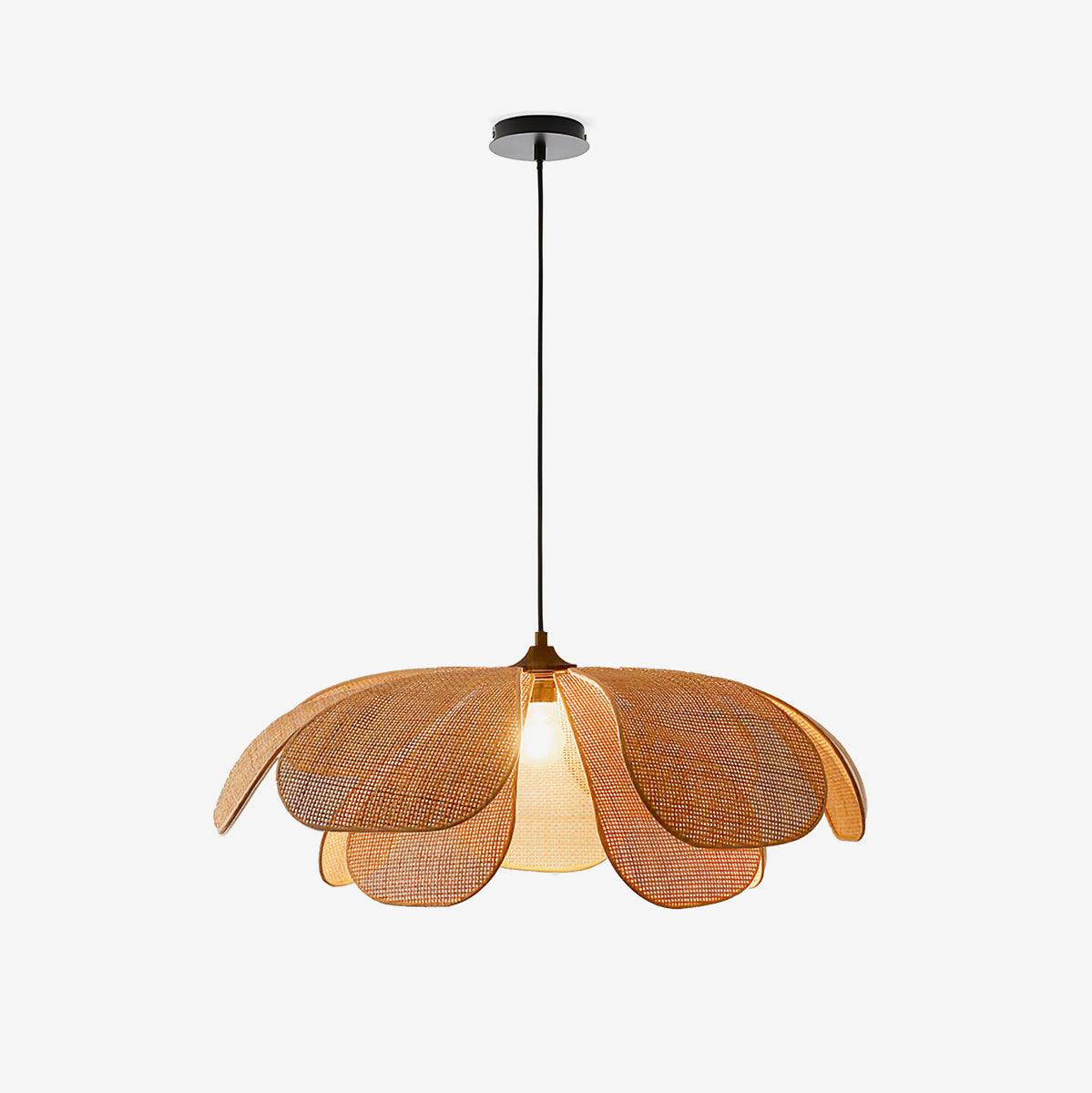 Rattan Pendant Light | Adjustable Height & Dimmer Compatible | Elegant Home Lighting for Stylish Decor 0