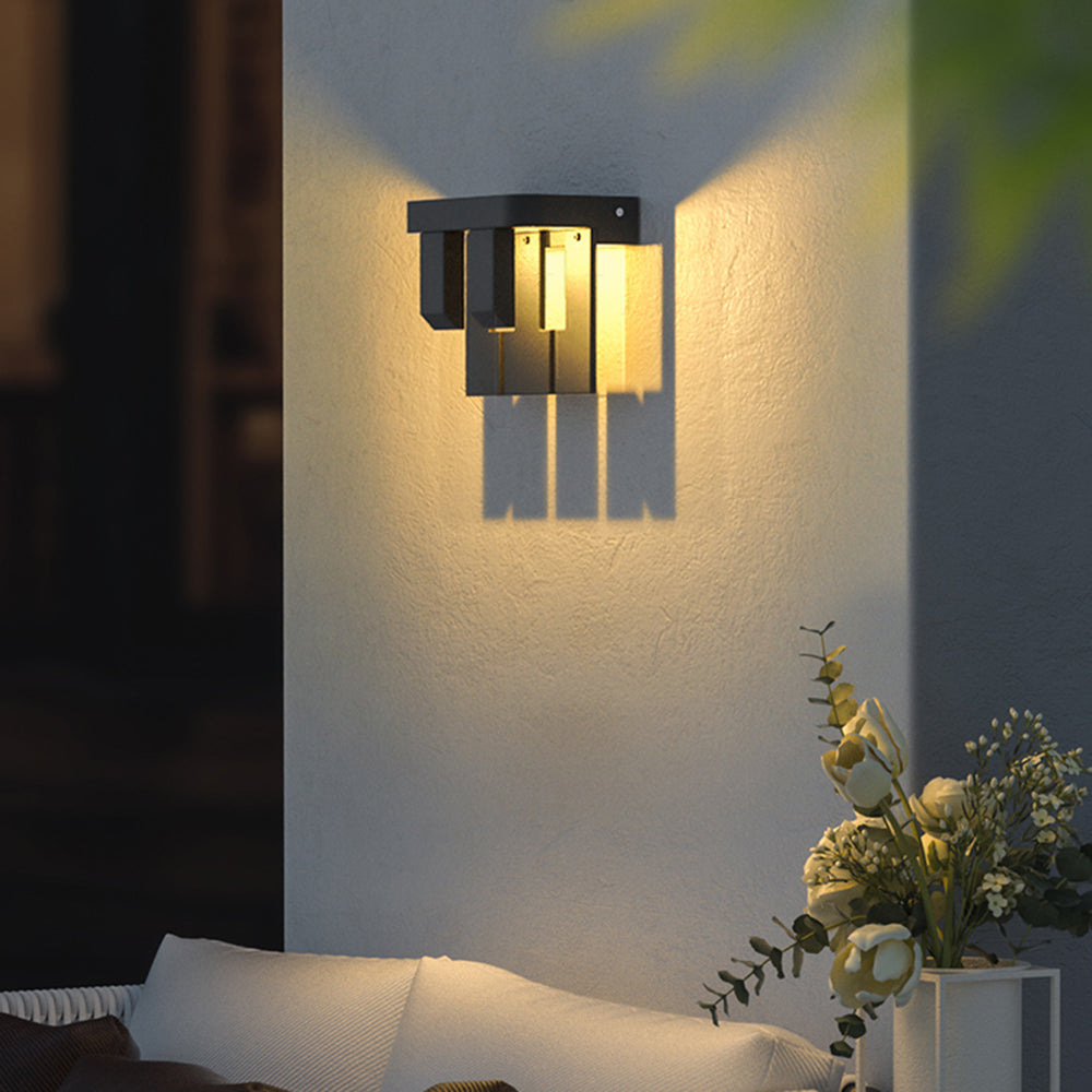 Ray Collection | Modern Minimalist Solar Outdoor Wall Lamp with Warm Light | Durable Metal Design for Gardens and Yards 0