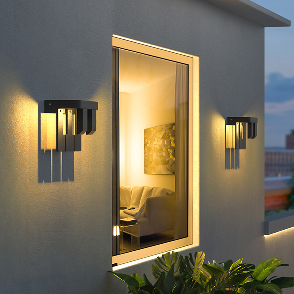 Ray Collection | Modern Minimalist Solar Outdoor Wall Lamp with Warm Light | Durable Metal Design for Gardens and Yards 2