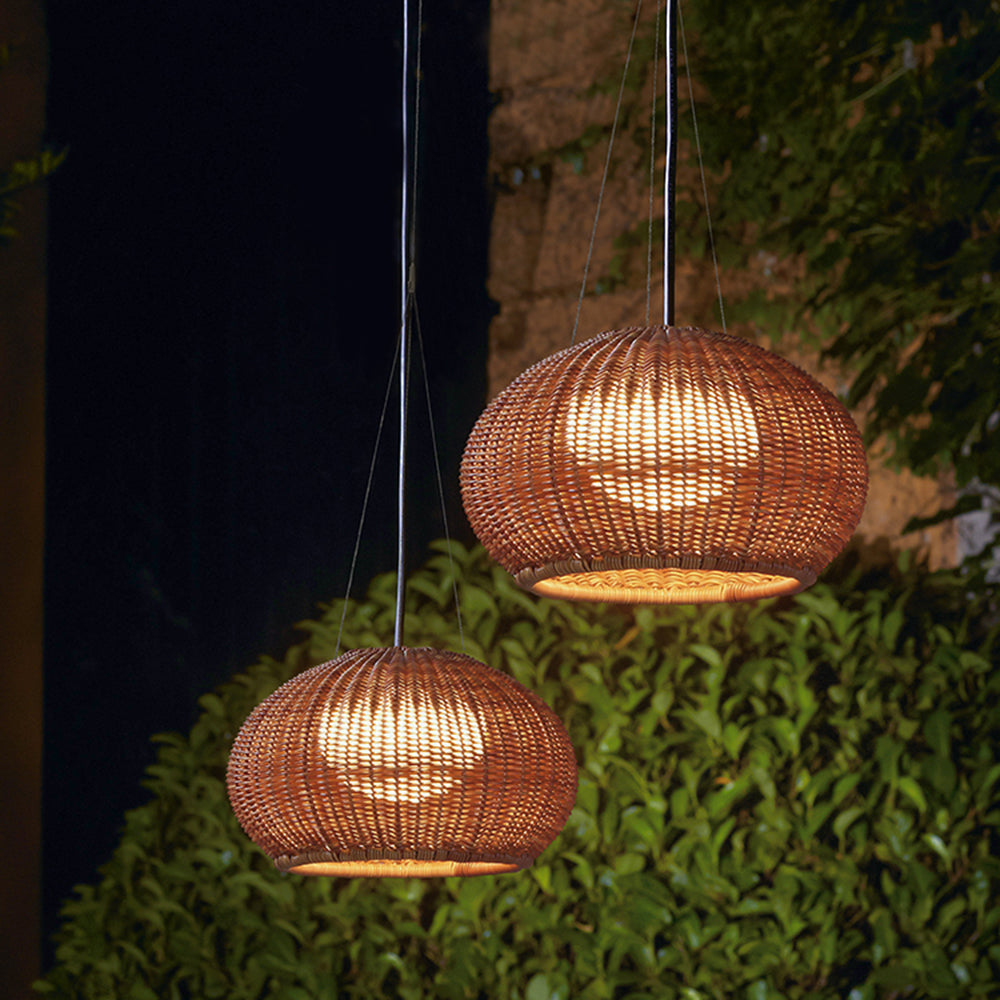 Ray Collection | Outdoor Hanging Pendant Light with Adjustable Height | Elegant Bamboo Design for Tranquil Ambiance 0