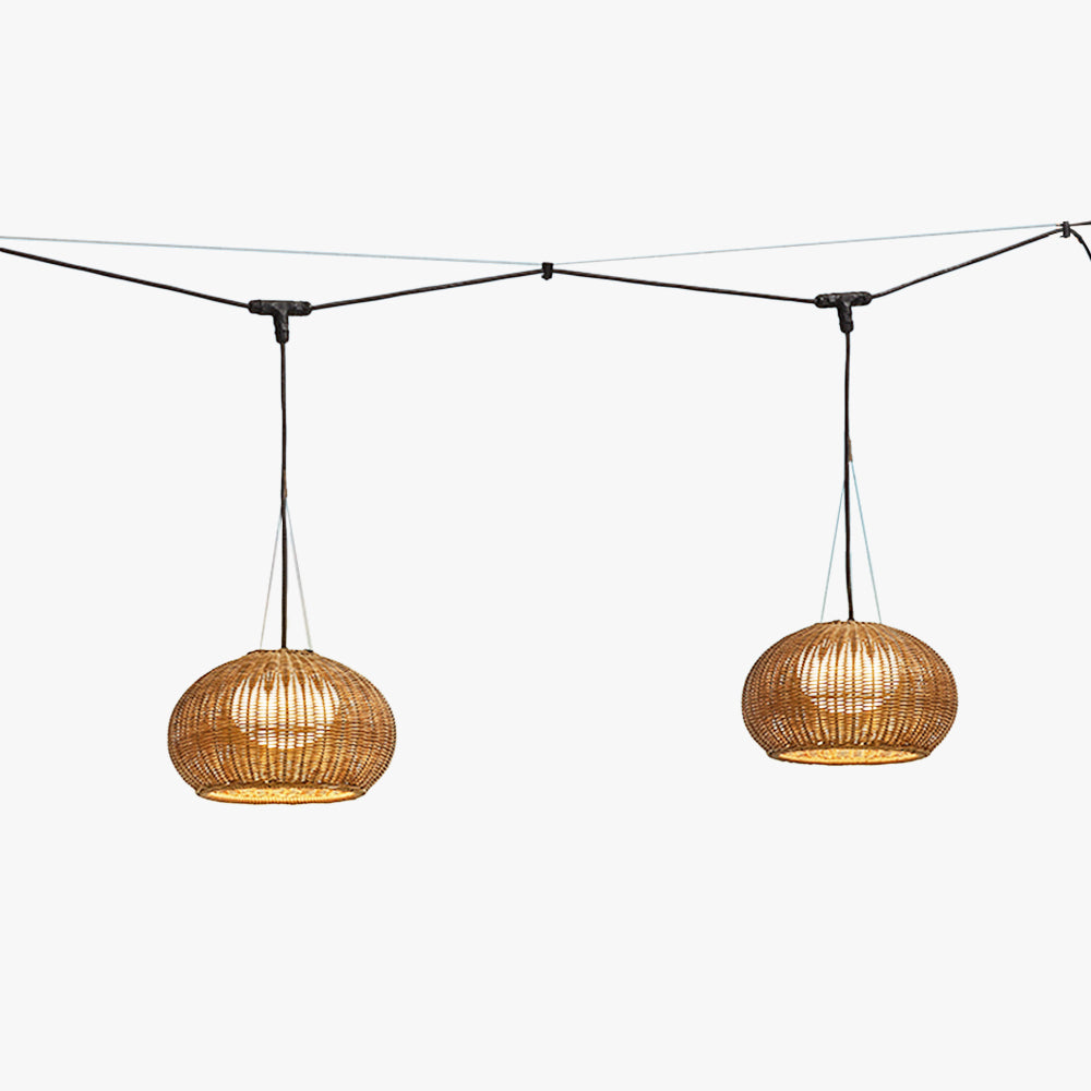 Ray Collection | Outdoor Hanging Pendant Light with Adjustable Height | Elegant Bamboo Design for Tranquil Ambiance 1