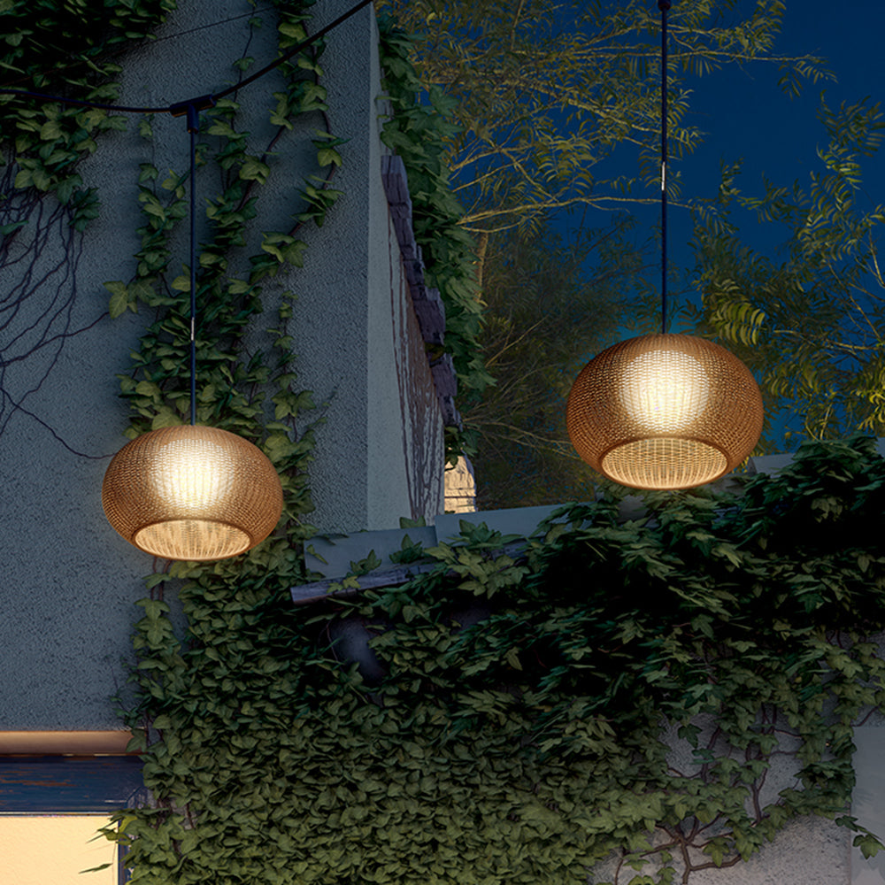 Ray Collection | Outdoor Hanging Pendant Light with Adjustable Height | Elegant Bamboo Design for Tranquil Ambiance 3
