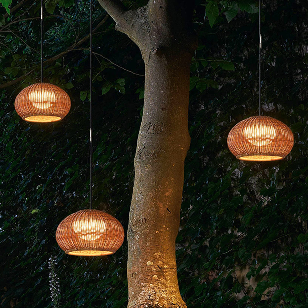 Ray Collection | Outdoor Hanging Pendant Light with Adjustable Height | Elegant Bamboo Design for Tranquil Ambiance 5