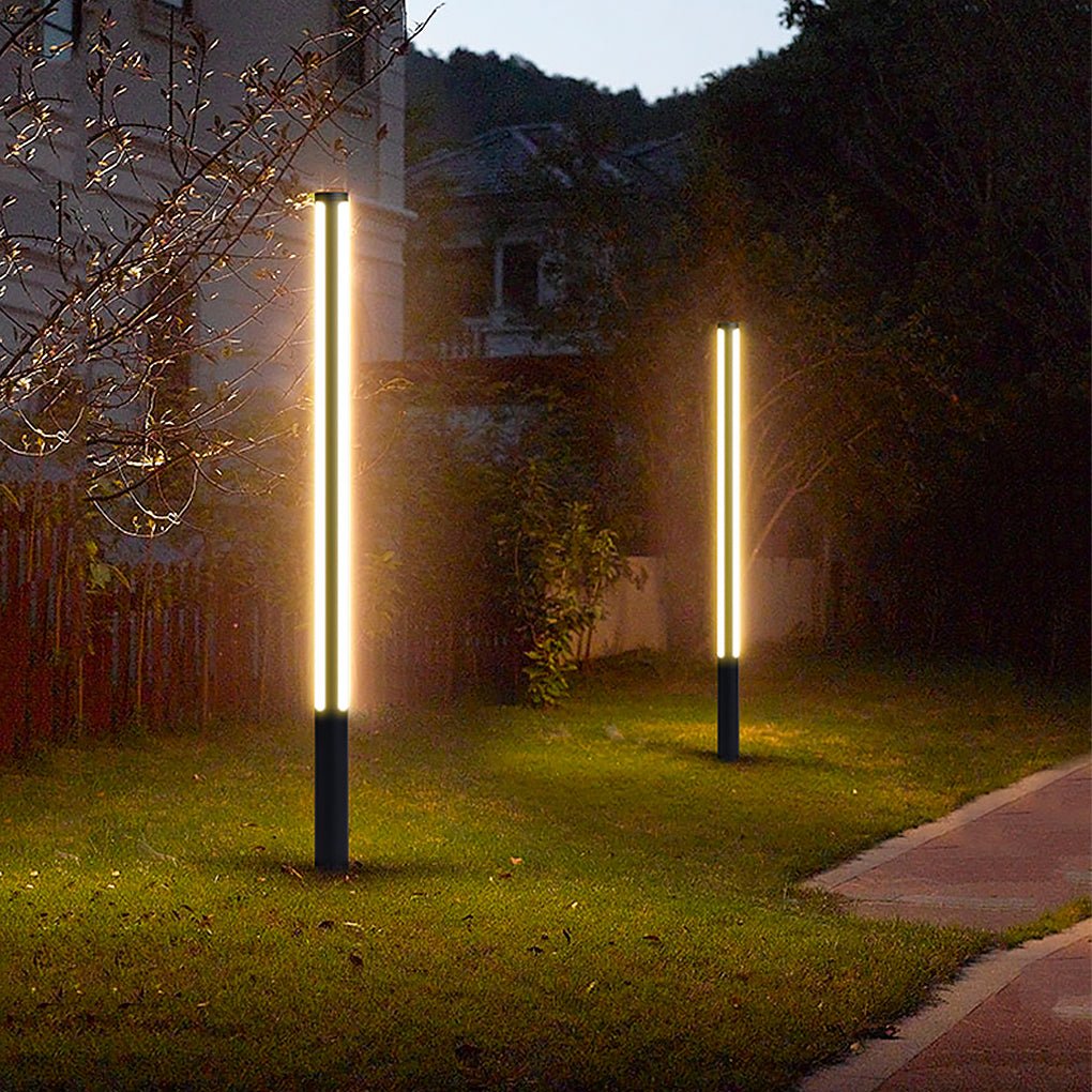 Ray Collection | Outdoor Path Light with Dual Light Strips | Elegant Black Design for Courtyards and Residences 2