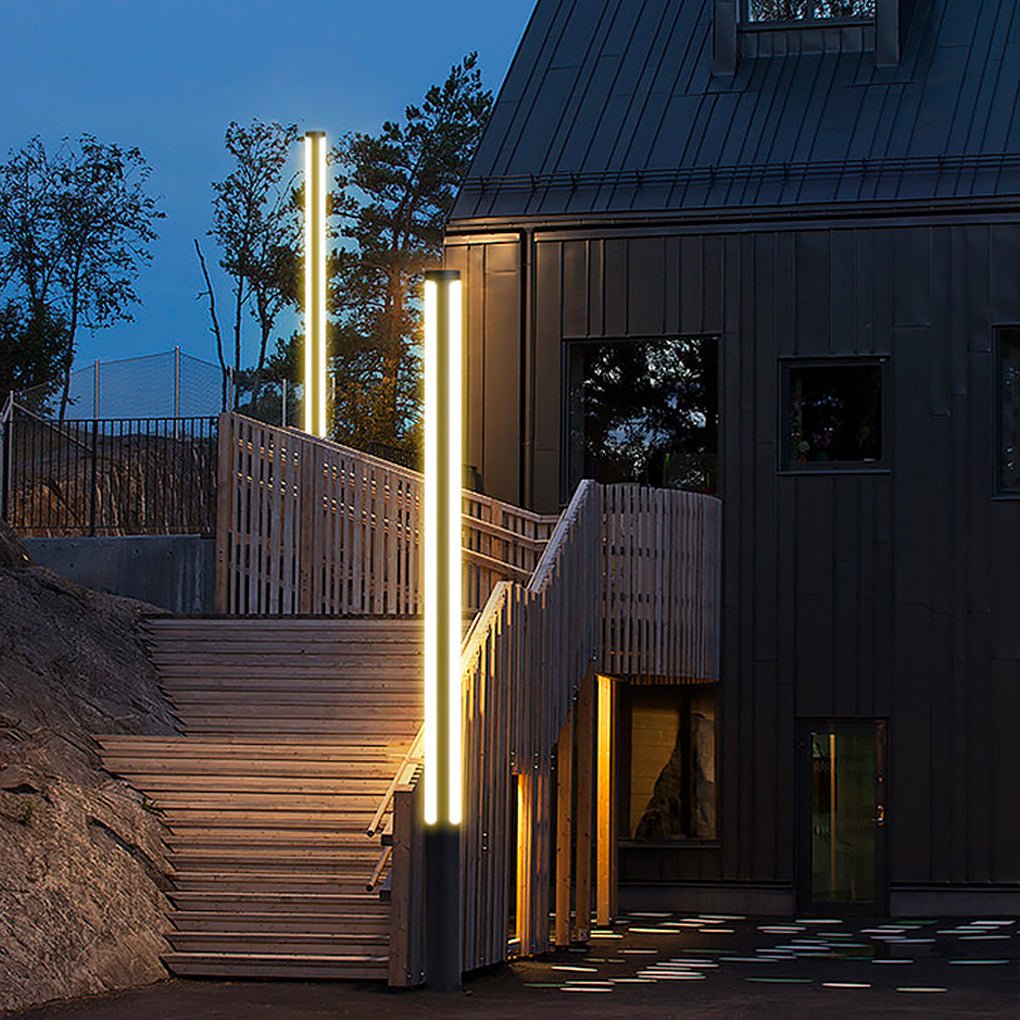 Ray Collection | Outdoor Path Light with Dual Light Strips | Elegant Black Design for Courtyards and Residences 5