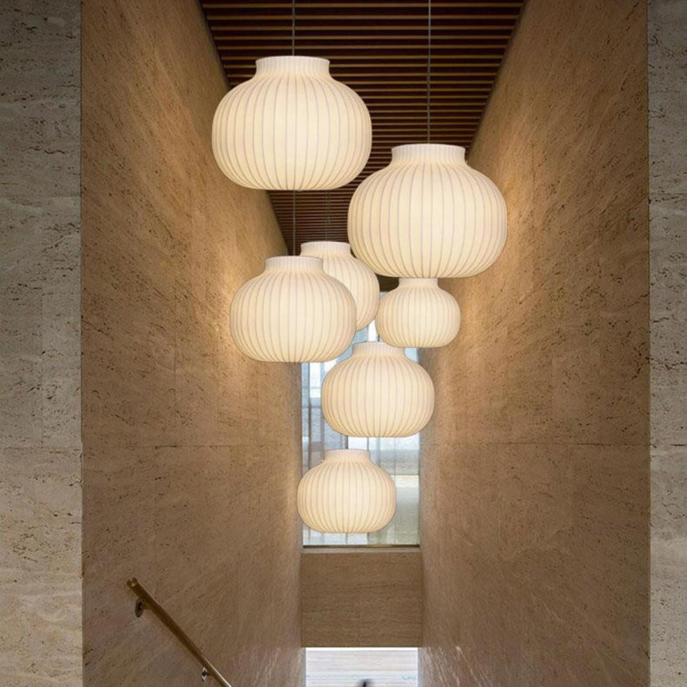 Ritta Collection | Vintage White Pendant Light with Soft Tyvek Diffuser | Elegant Illumination for Dining and Living Rooms 5